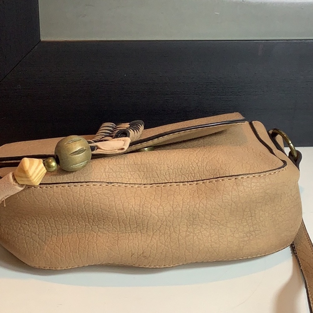 T-Shirt & Jeans Vegan Tan Braided Tassel Adjustable Strap Crossbody Bag - Picture 7 of 10